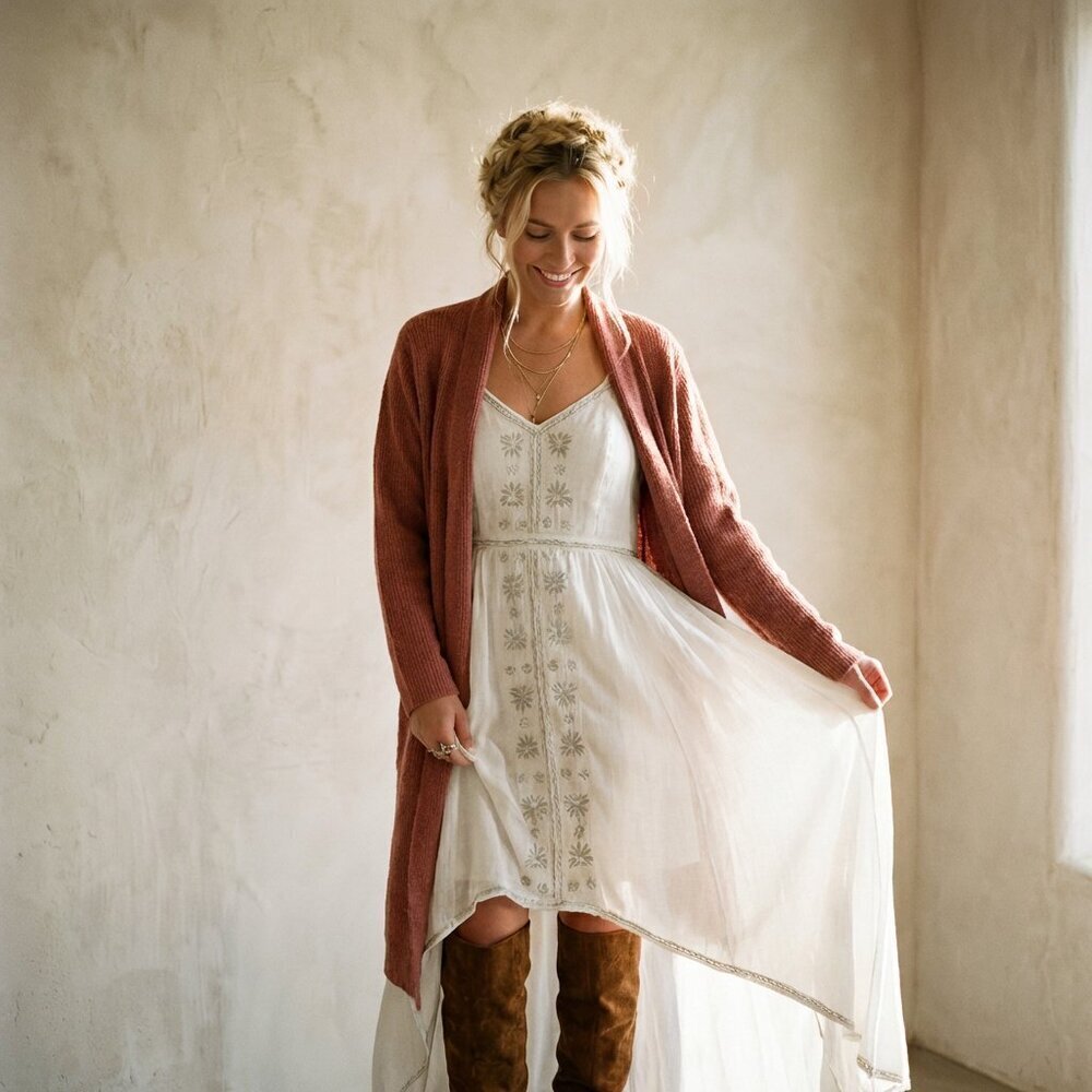 NWT Philosophy Longline Open-Front Cardigan terracotta earthy rose tone Medium